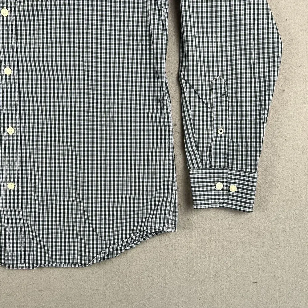 Banana Republic Shirt L Green Plaid‎ Long Sleeve Soft Wash Collared Button Down